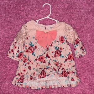Floral Pink Kids Top with Bow